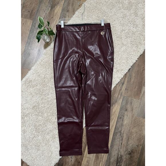 Michael Michael Kors Size Medium Burgundy Faux Leather Skinny Pants - Picture 1 of 8